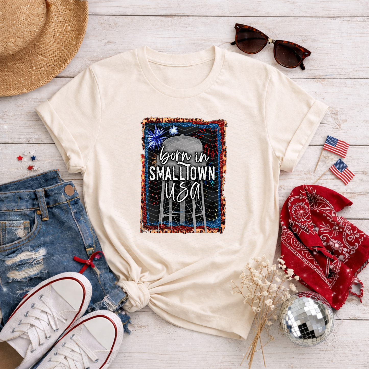 Born in Small Town USA Water Tower DTF TRANSFER