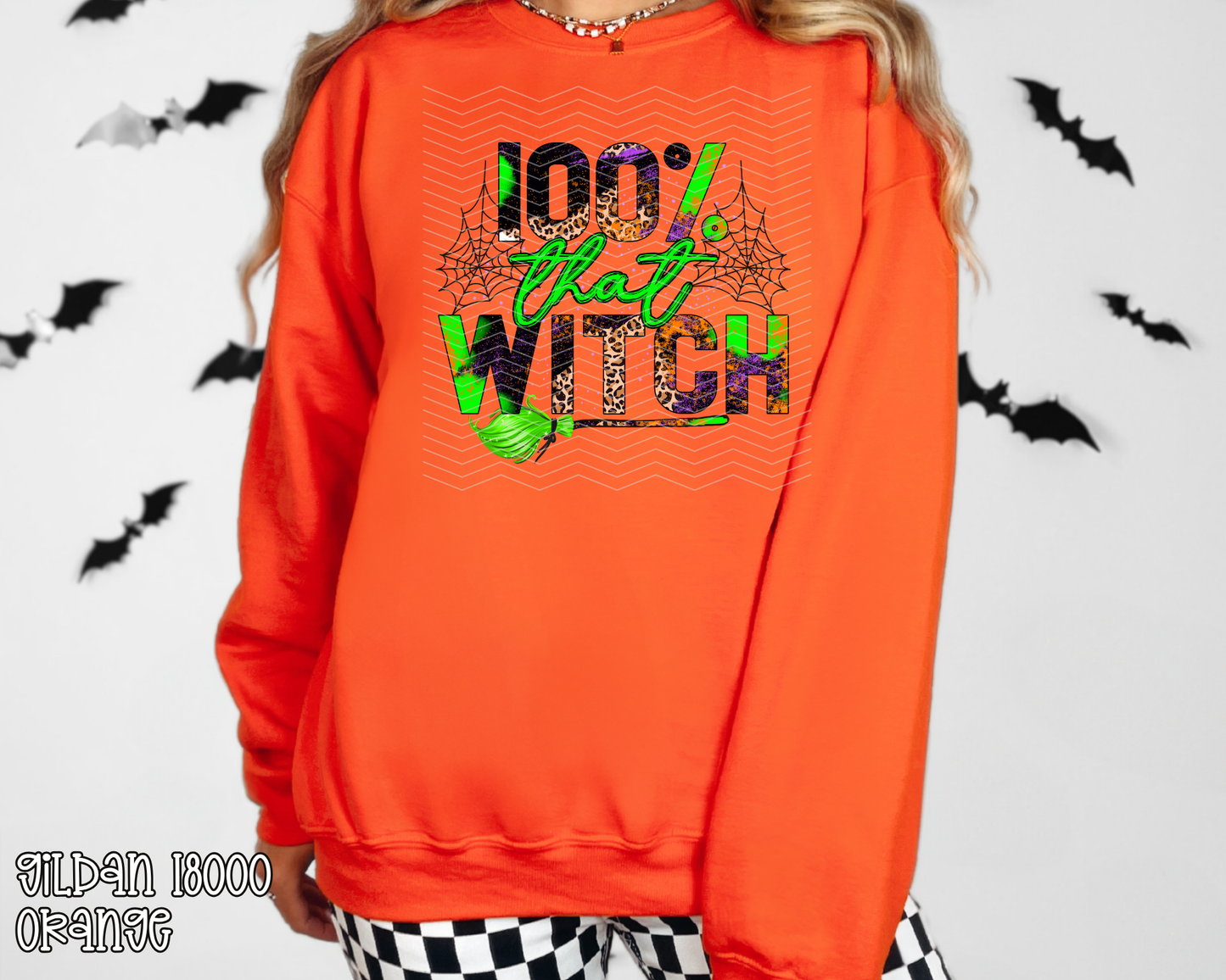 100% That Witch Leopard Orange Green DTF TRANSFER