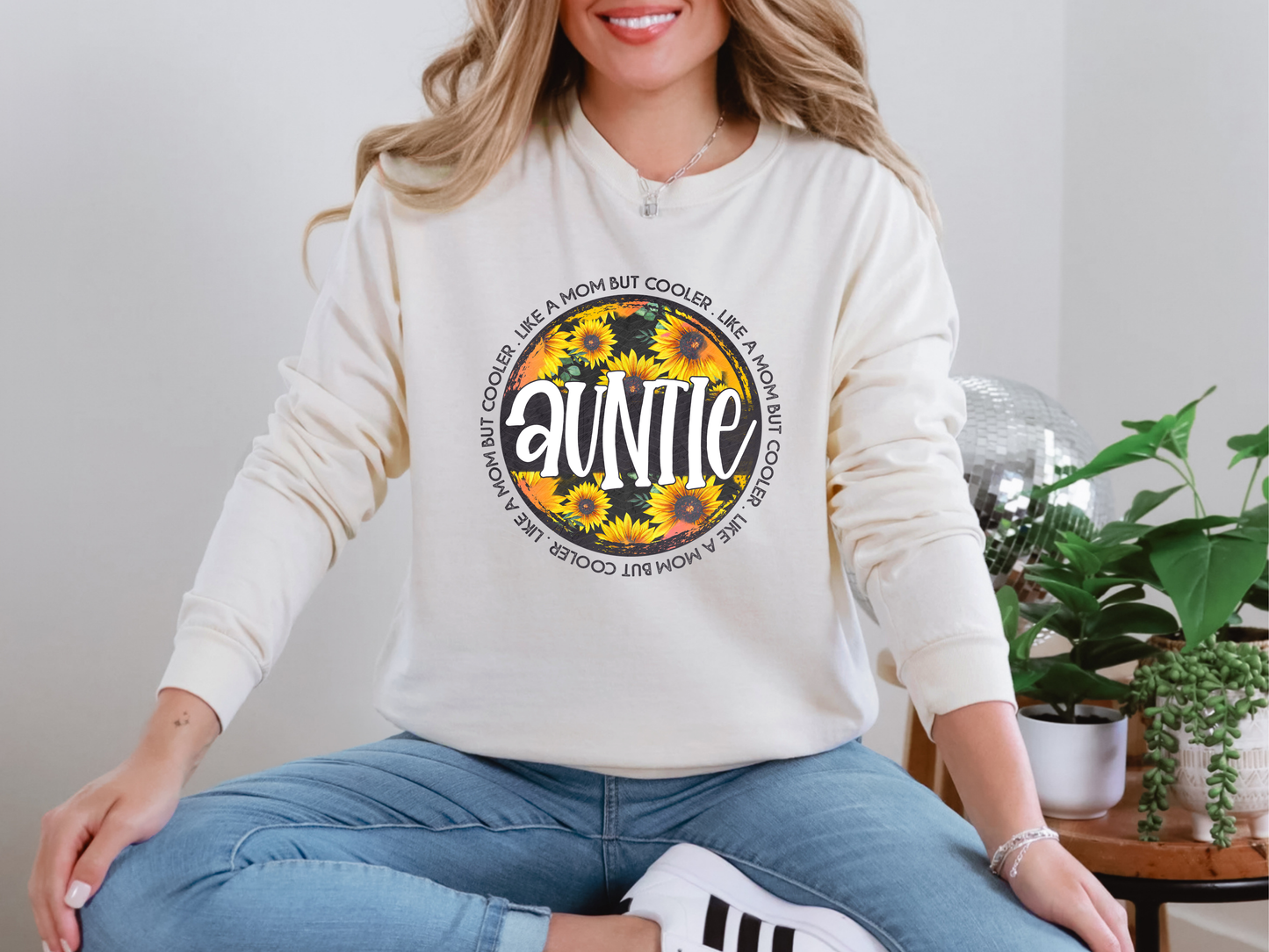 Auntie Sunflower Circle DTF TRANSFER