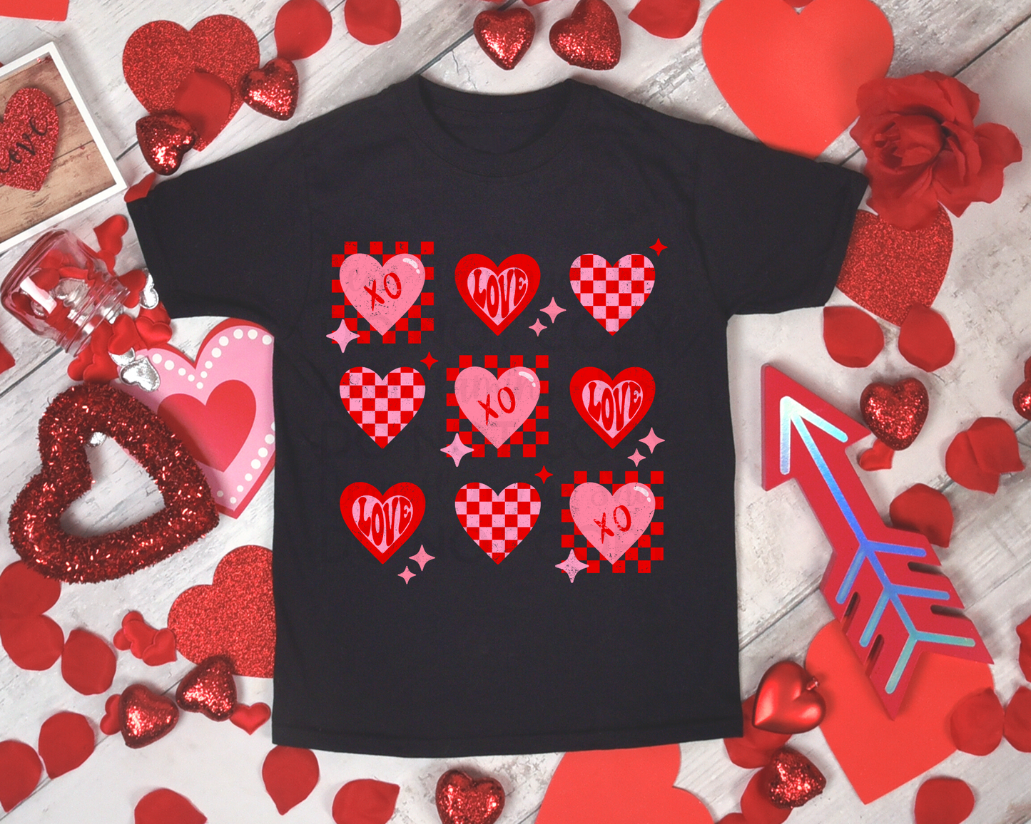 Checkerboard Hearts DTF TRANSFER