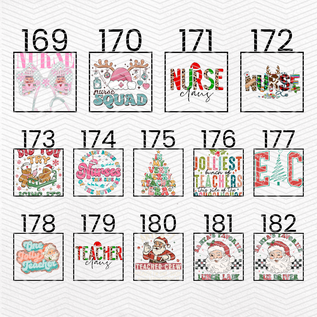 CHRISTMAS OCCUPATIONS $2 Transfers - LIVE SALE ONLY Printed Transfers Unlimited Quantities Flat Rate Shipping $10 via UPS Final Sales No Returns or Exchanges