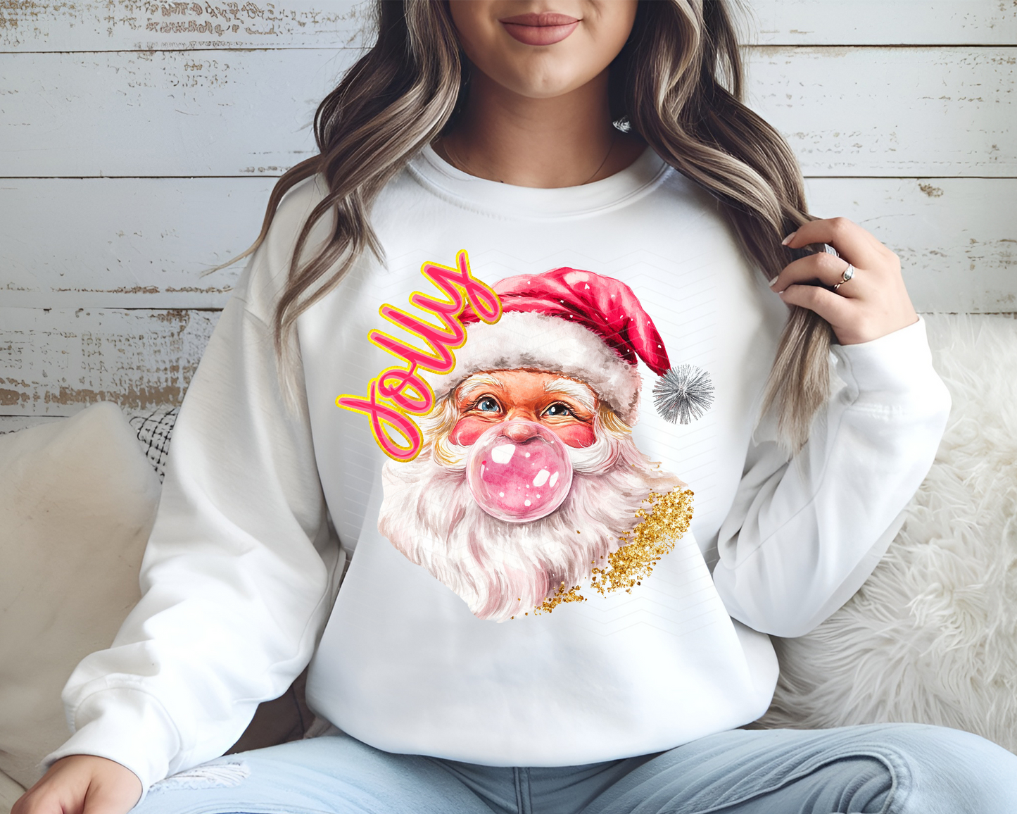 Jolly Bubblegum Santa DTF TRANSFER