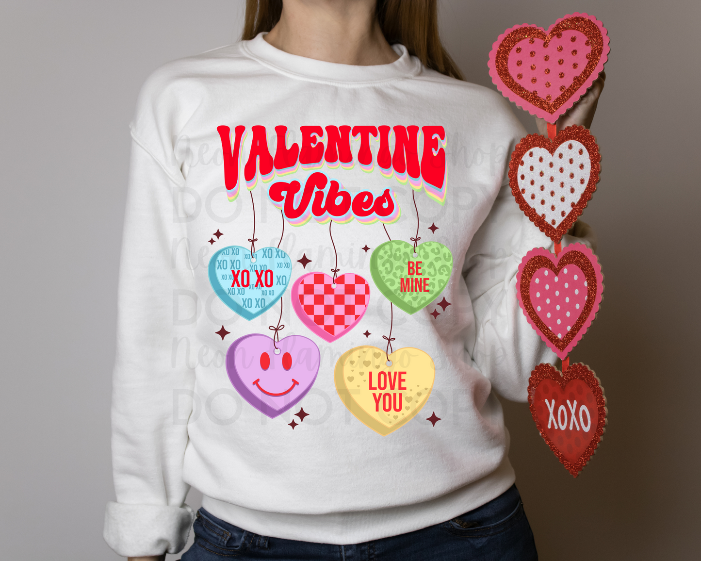 Valentine Vibes Candy Hearts DTF TRANSFER