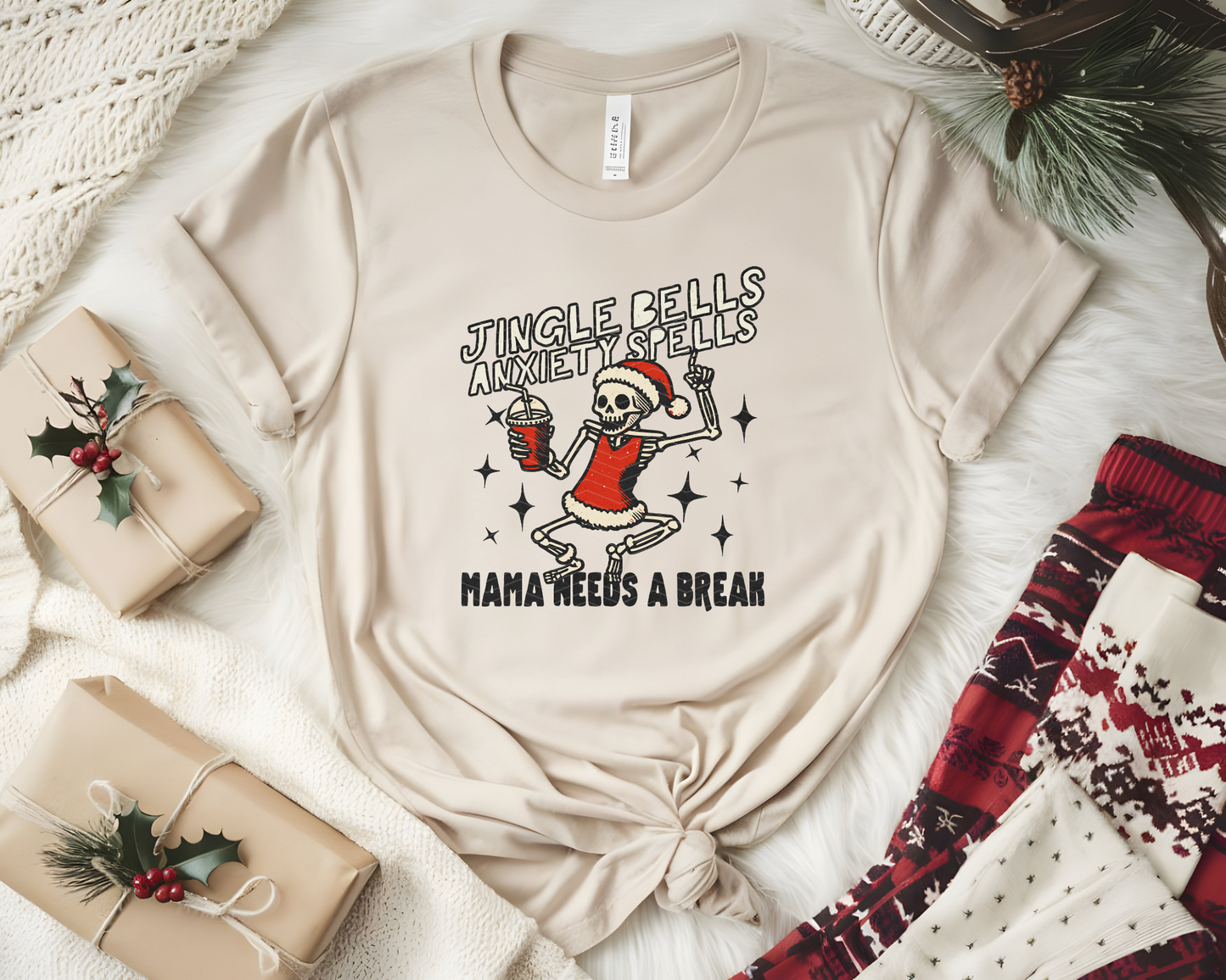 Jingle Bells Anxiety Spells Mama Needs A Break DTF TRANSFER