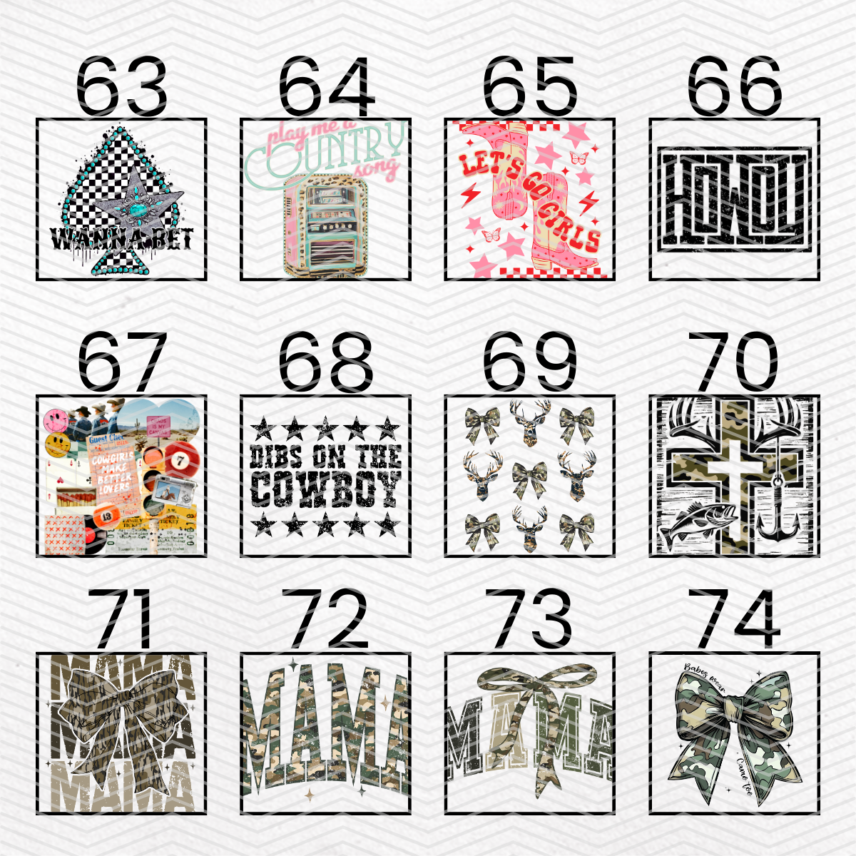 WESTERN $2 Transfers - LIVE SALE ONLY Printed Transfers Unlimited Quantities Flat Rate Shipping $10 via UPS Final Sales No Returns or Exchanges