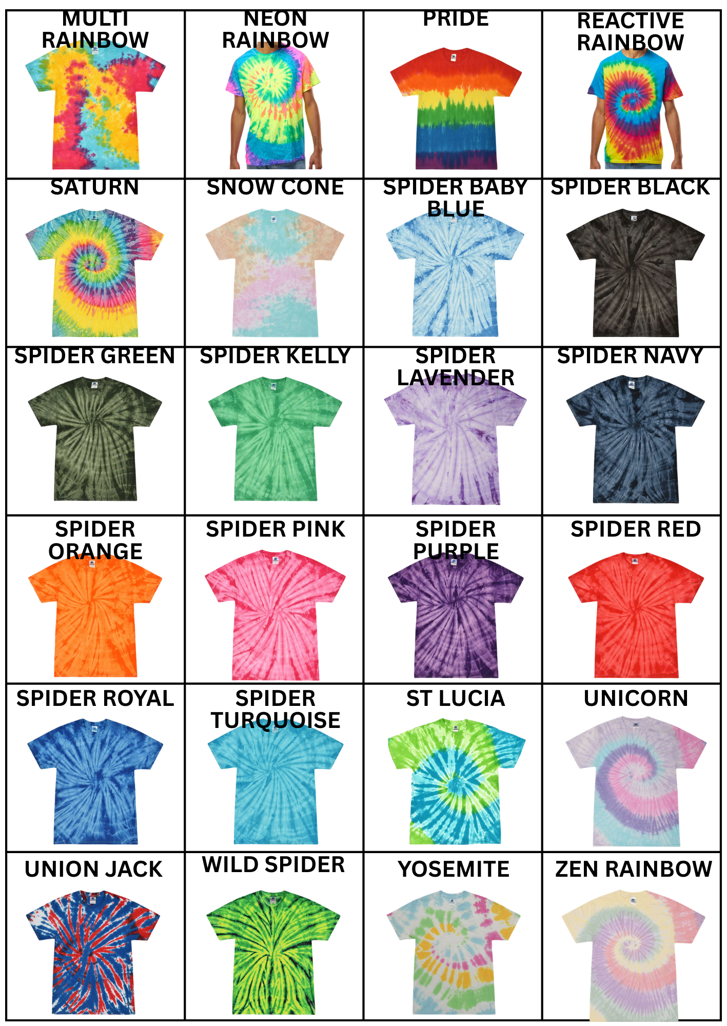 Colortone 1000 Tie-Dye Blank Tees