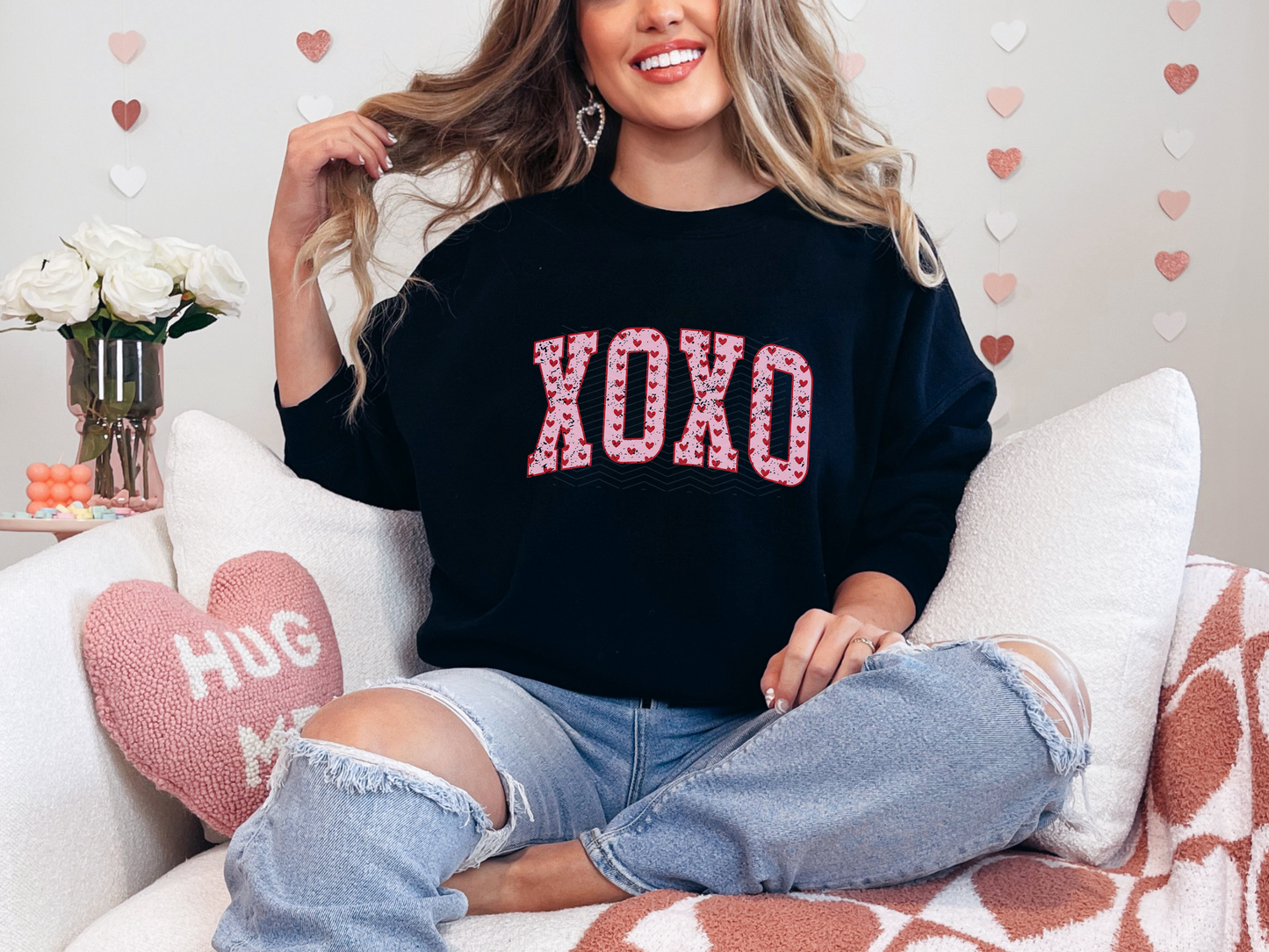 XOXO Hearts Varsity DTF TRANSFER