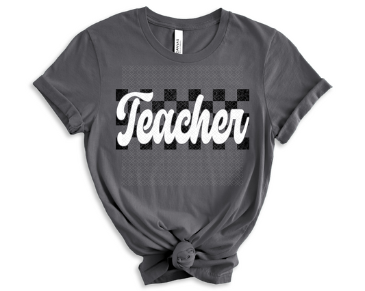 Teacher Retro Checkered
