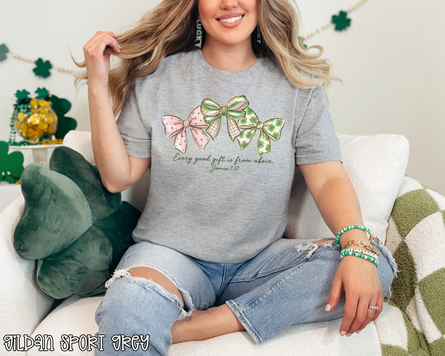Every Good Gift Is From Above St Pat's Bow DTF TRANSFER