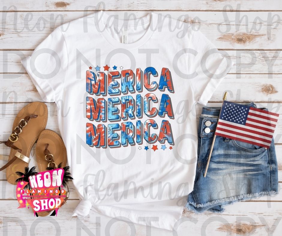 'Merica Stacked Tie-Dye DTF TRANSFER