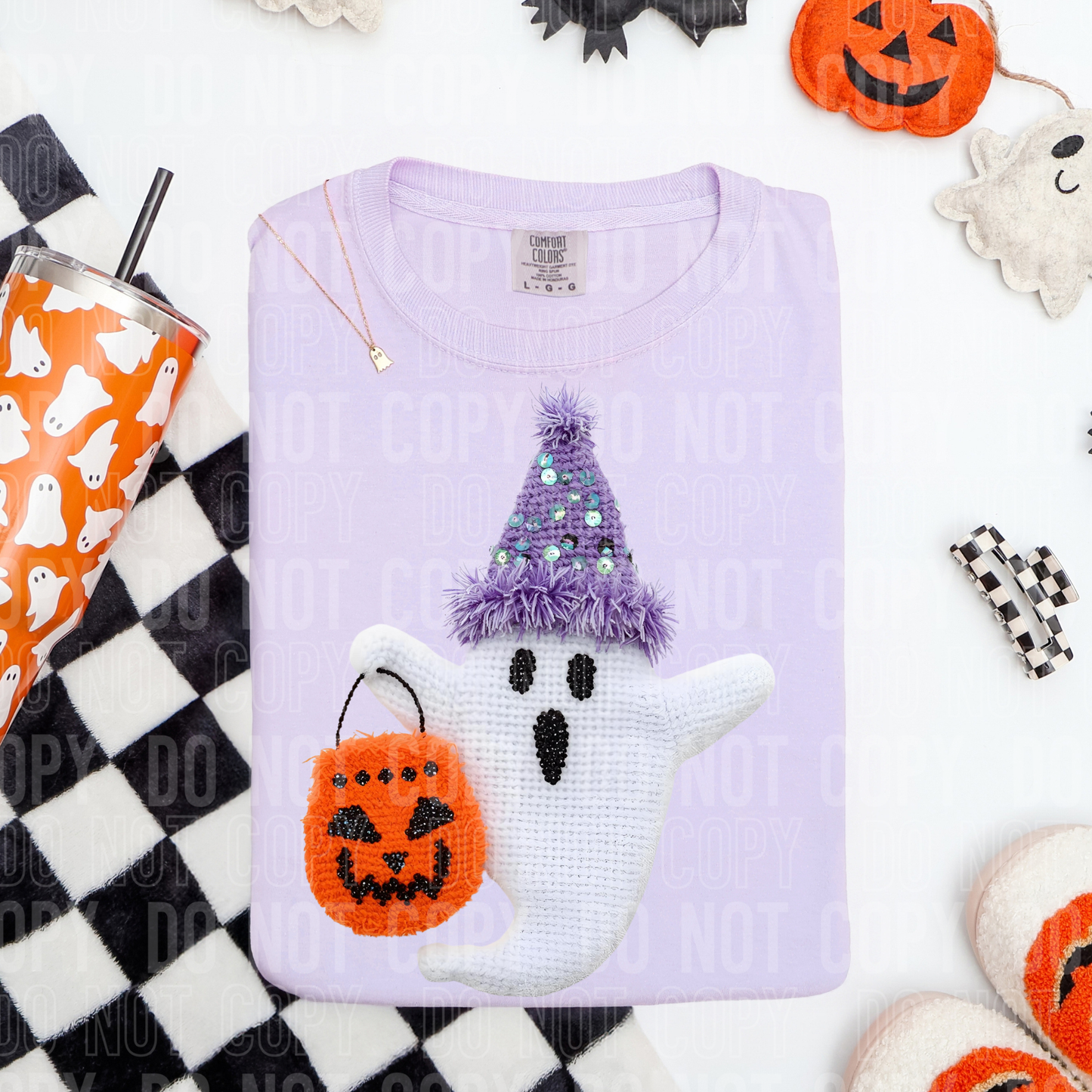 GHOST JACK O LANTERN FAUX YARN DTF TRANSFER