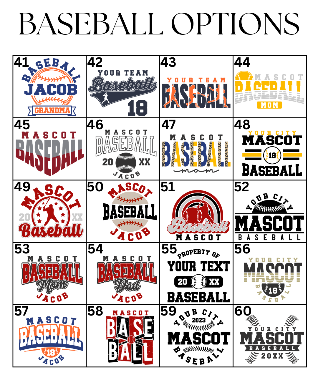 Custom Baseball Designs DTF TRANSFER