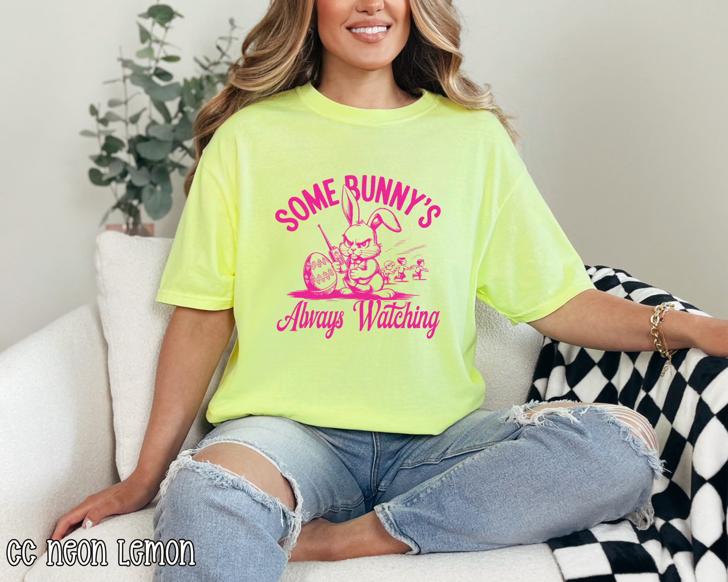 Some Bunny's Always Watching Pink DTF TRANSFER
