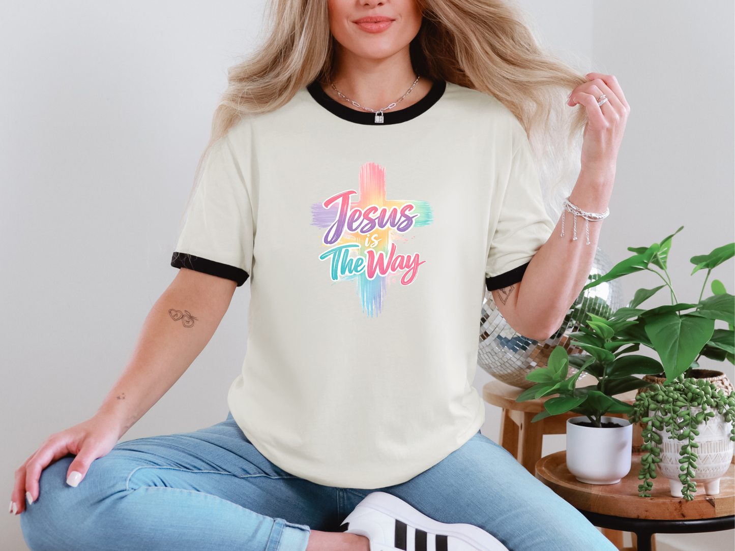 Jesus is the Way rainbow cross DTF TRANSFER