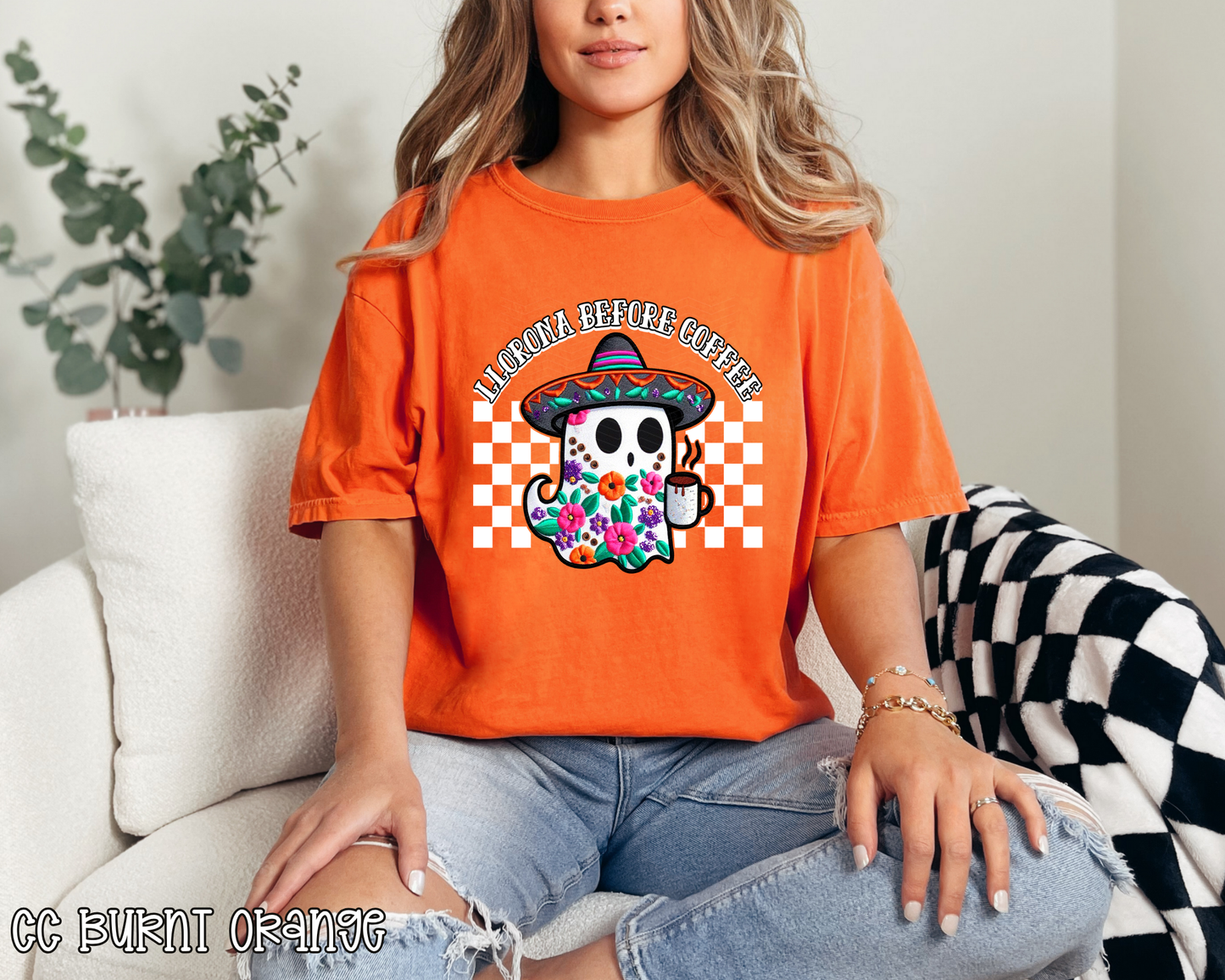 Llorona Before Coffee White DTF TRANSFER