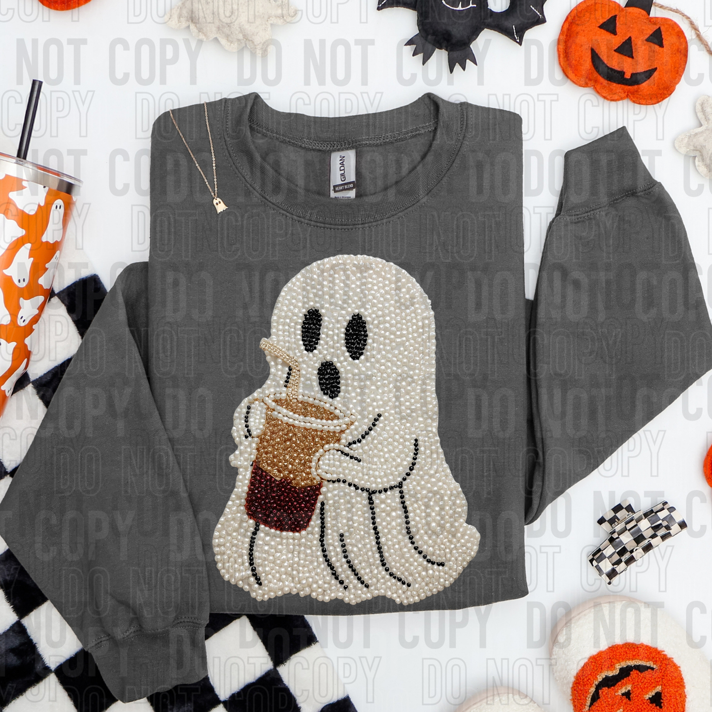 GHOST COFFEE FAUX PEARLS DTF TRANSFER