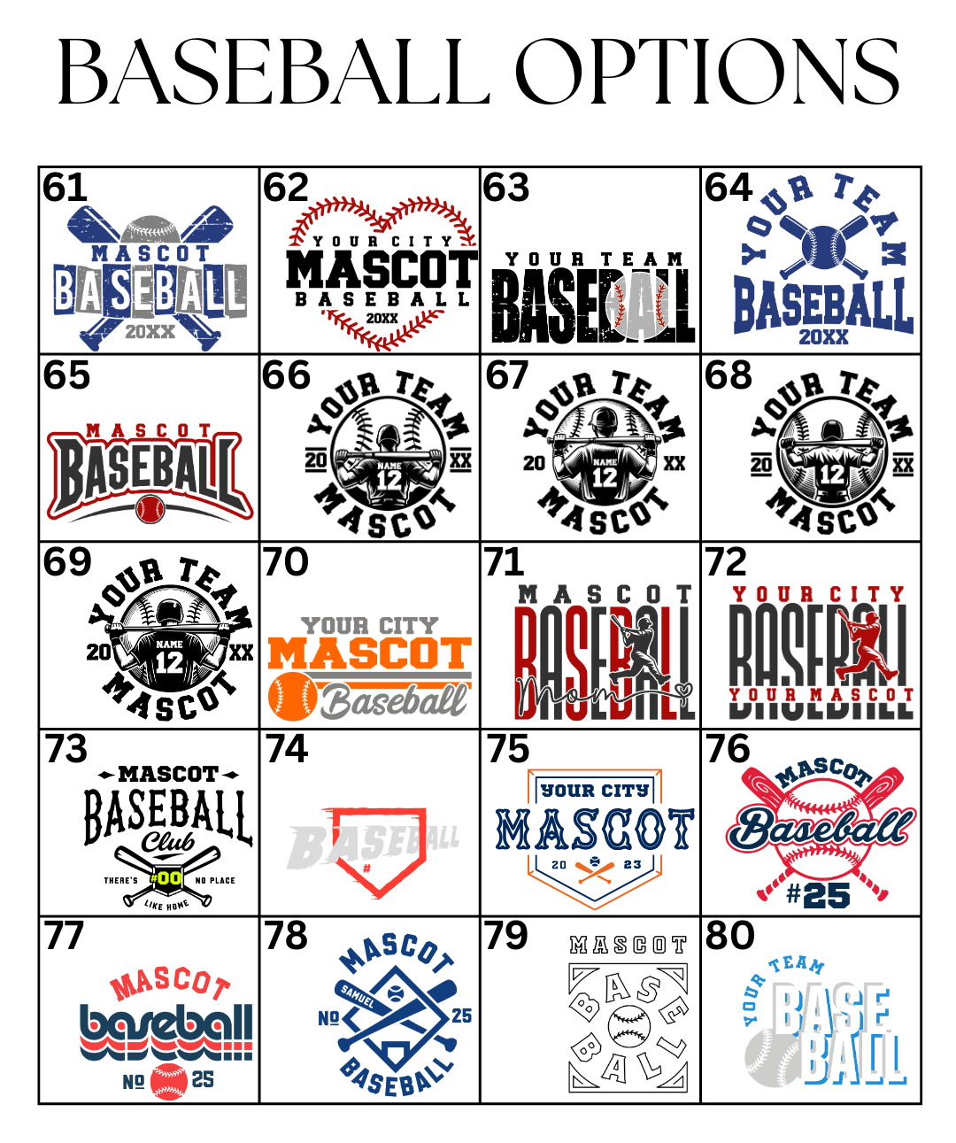 Custom Baseball Designs DTF TRANSFER