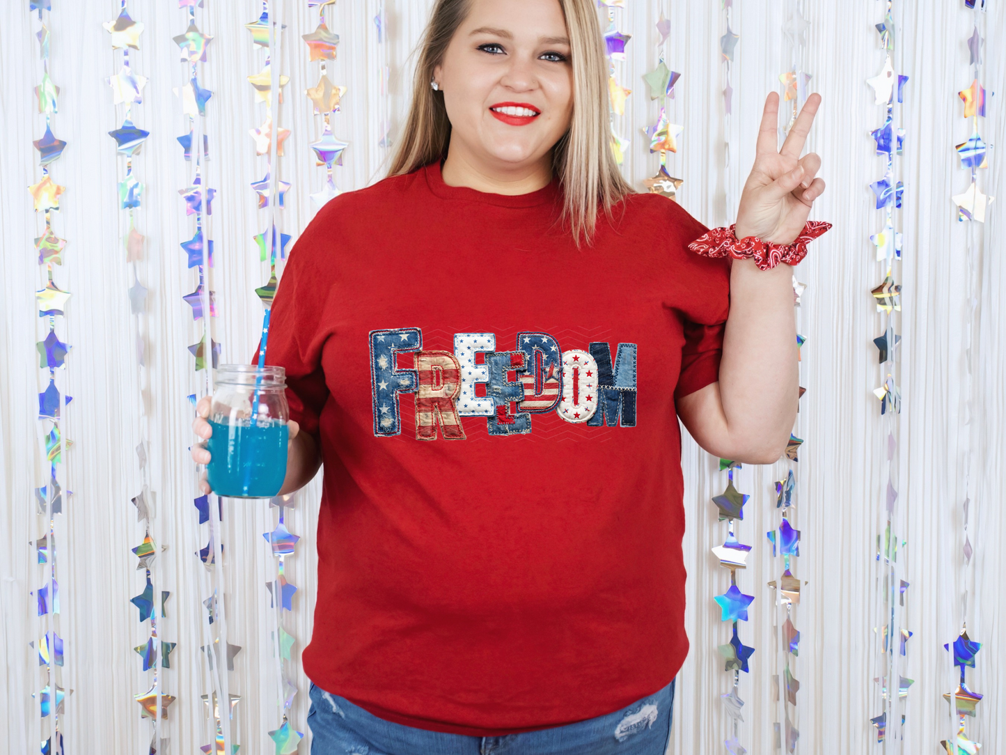 Patriotic Freedom Denim DTF TRANSFER