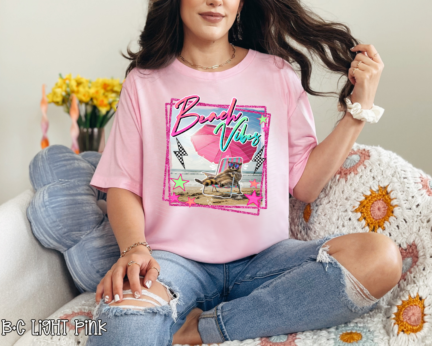 Beach Vibes Raccoon DTF TRANSFER