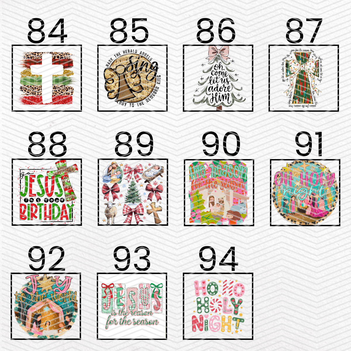 RELIGIOUS CHRISTMAS $2 Transfers - LIVE SALE ONLY Printed Transfers Unlimited Quantities Flat Rate Shipping $10 via UPS Final Sales No Returns or Exchanges