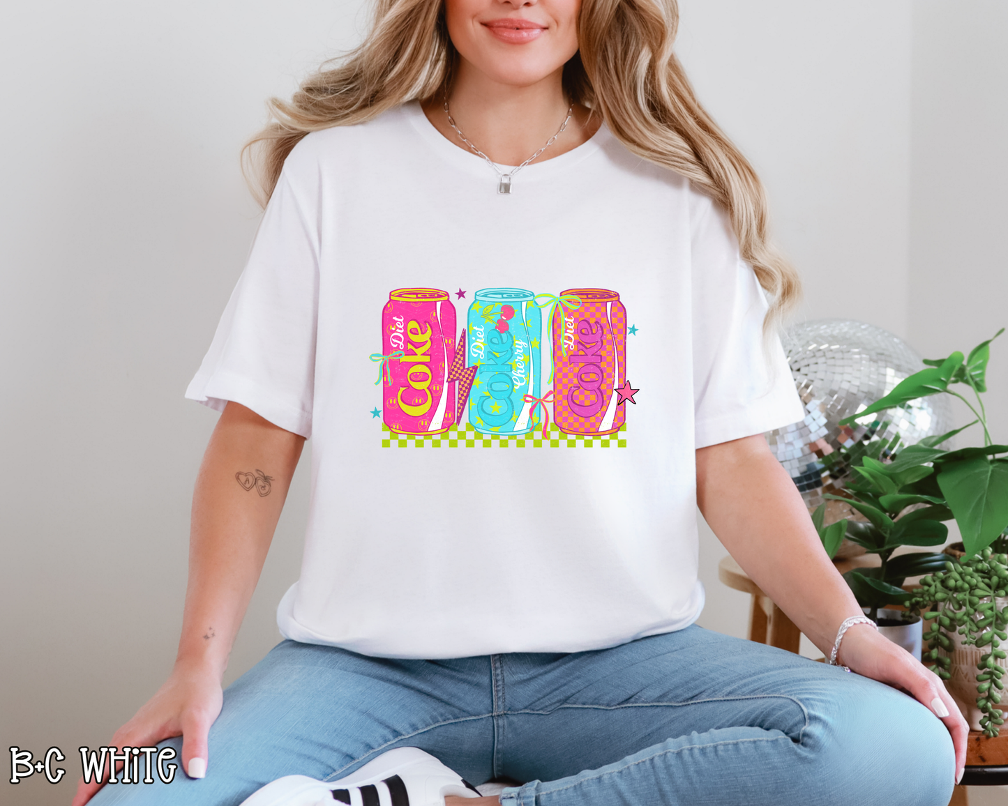 Diet Coke Trio Neon Checkered DTF TRANSFER