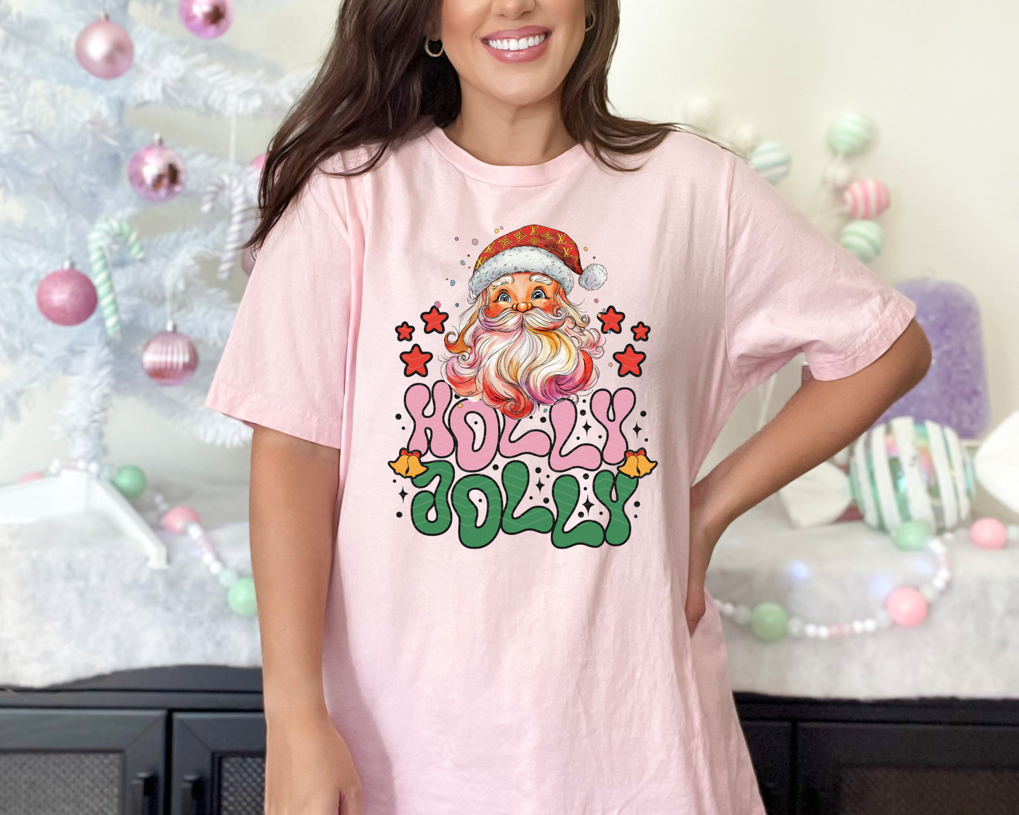 Holly Jolly Preppy Santa DTF TRANSFER