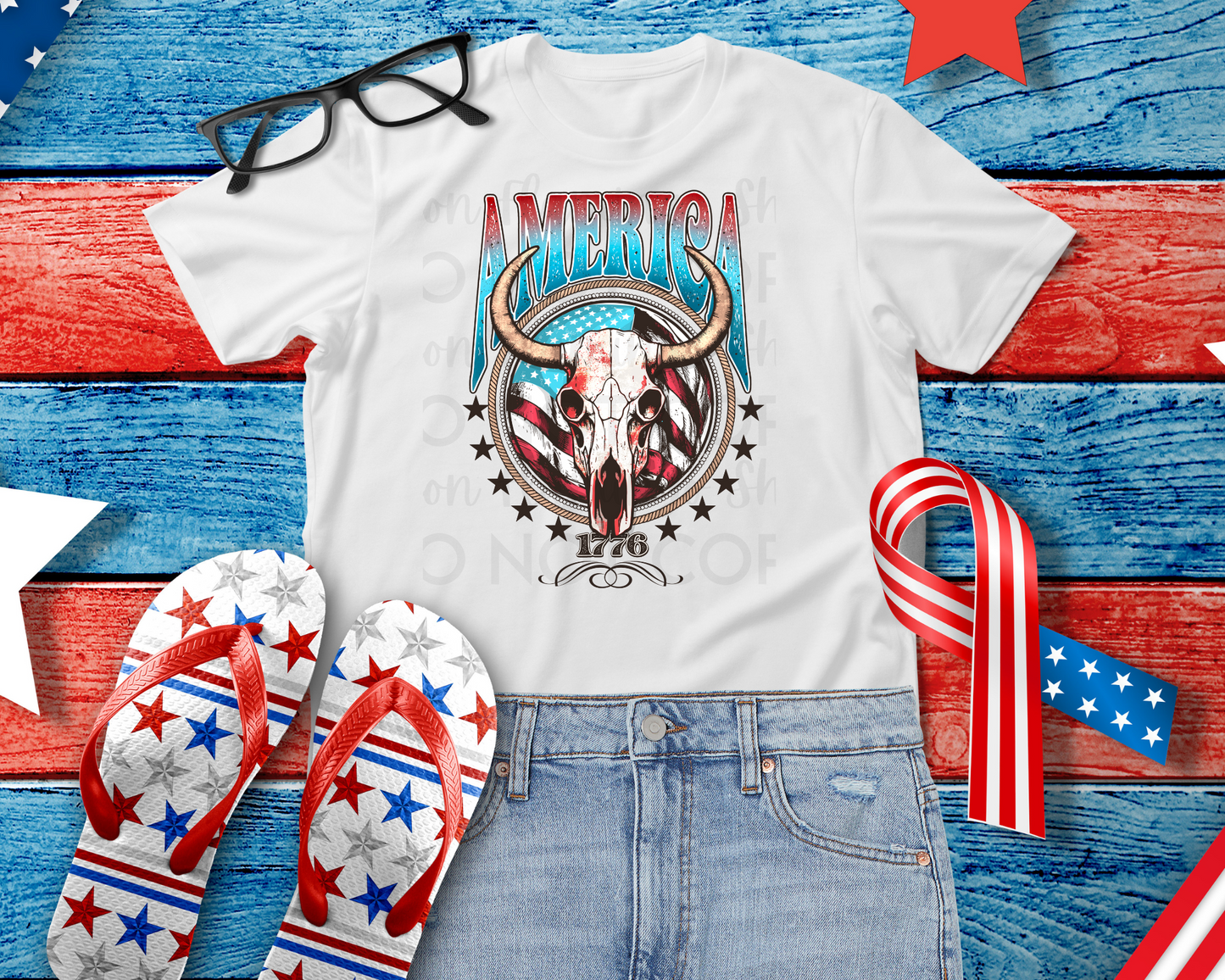 America Western Skull DTF TRANSFER