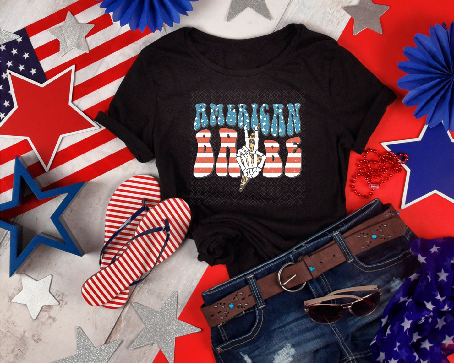 American Babe Groovy Lightning DTF TRANSFER