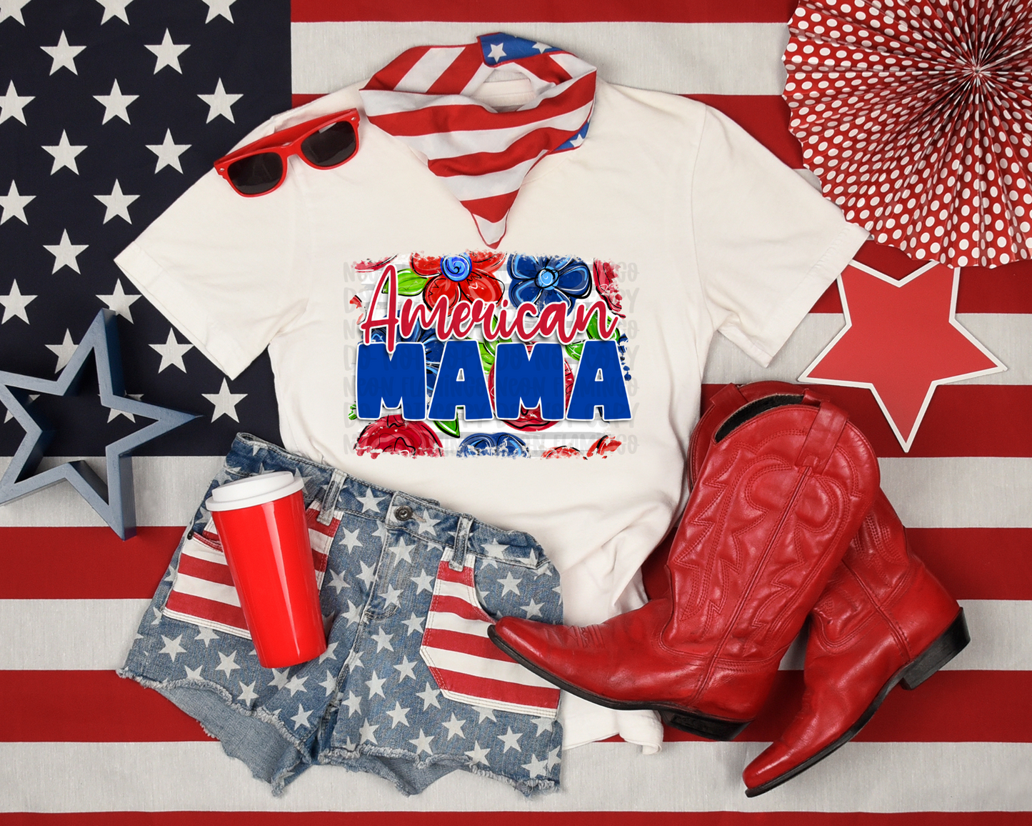American Mama Floral DTF TRANSFER