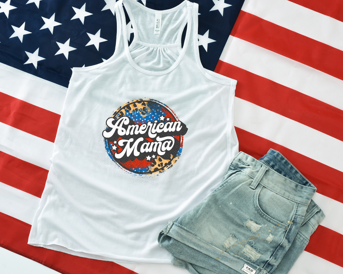 American Mama Grunge Circle Leopard DTF TRANSFER