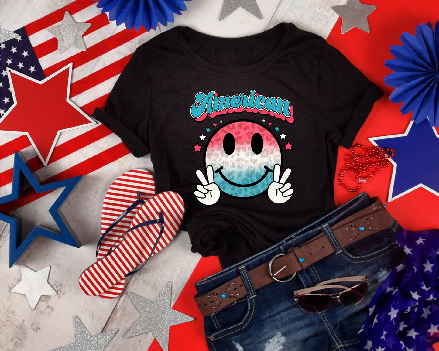 American Smiley DTF TRANSFER