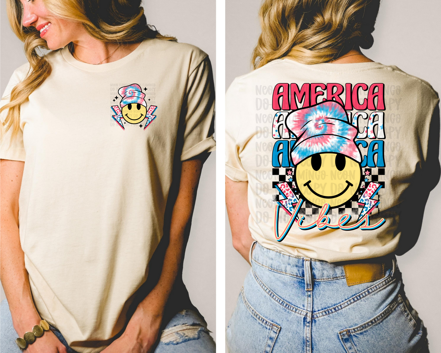 American Vibes Smiley DTF TRANSFER