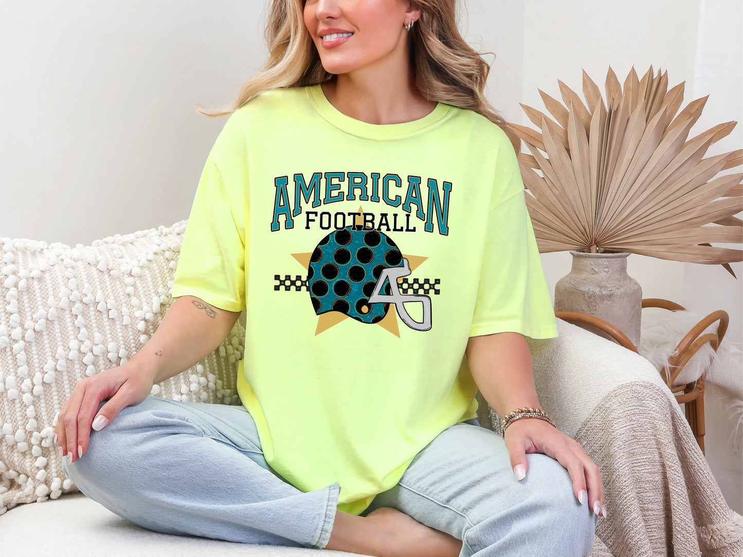 American Football Teal Vegas Gold Black DTF TRANSFER