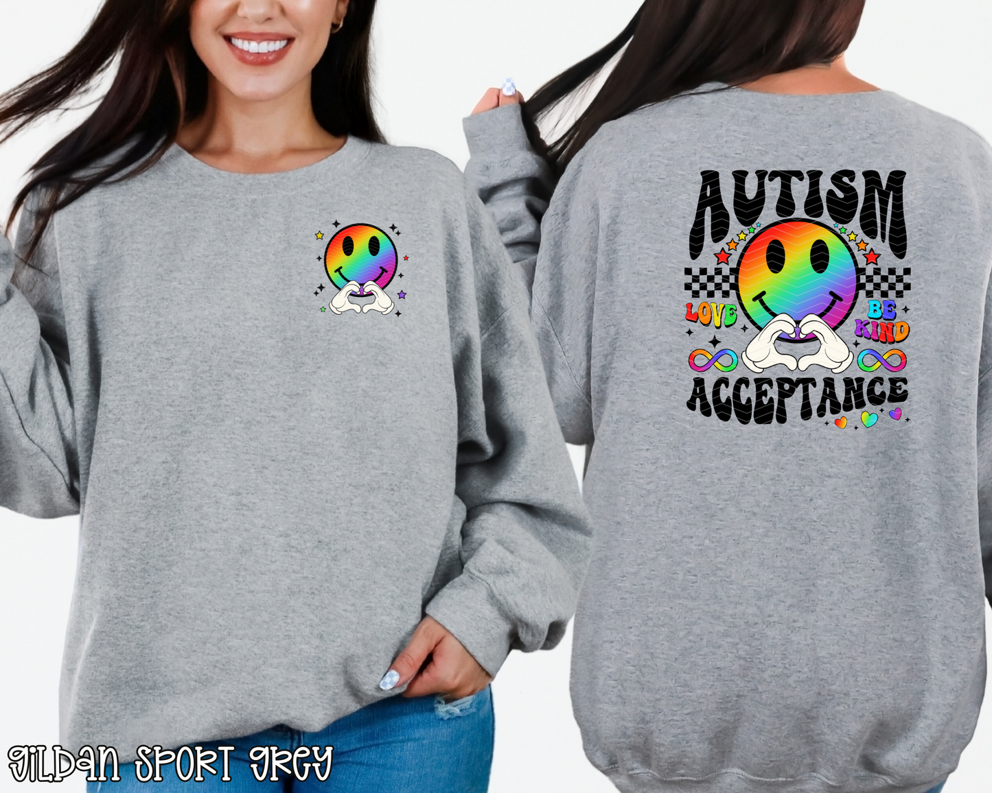Autism Acceptance Smiley Rainbow DTF TRANSFER