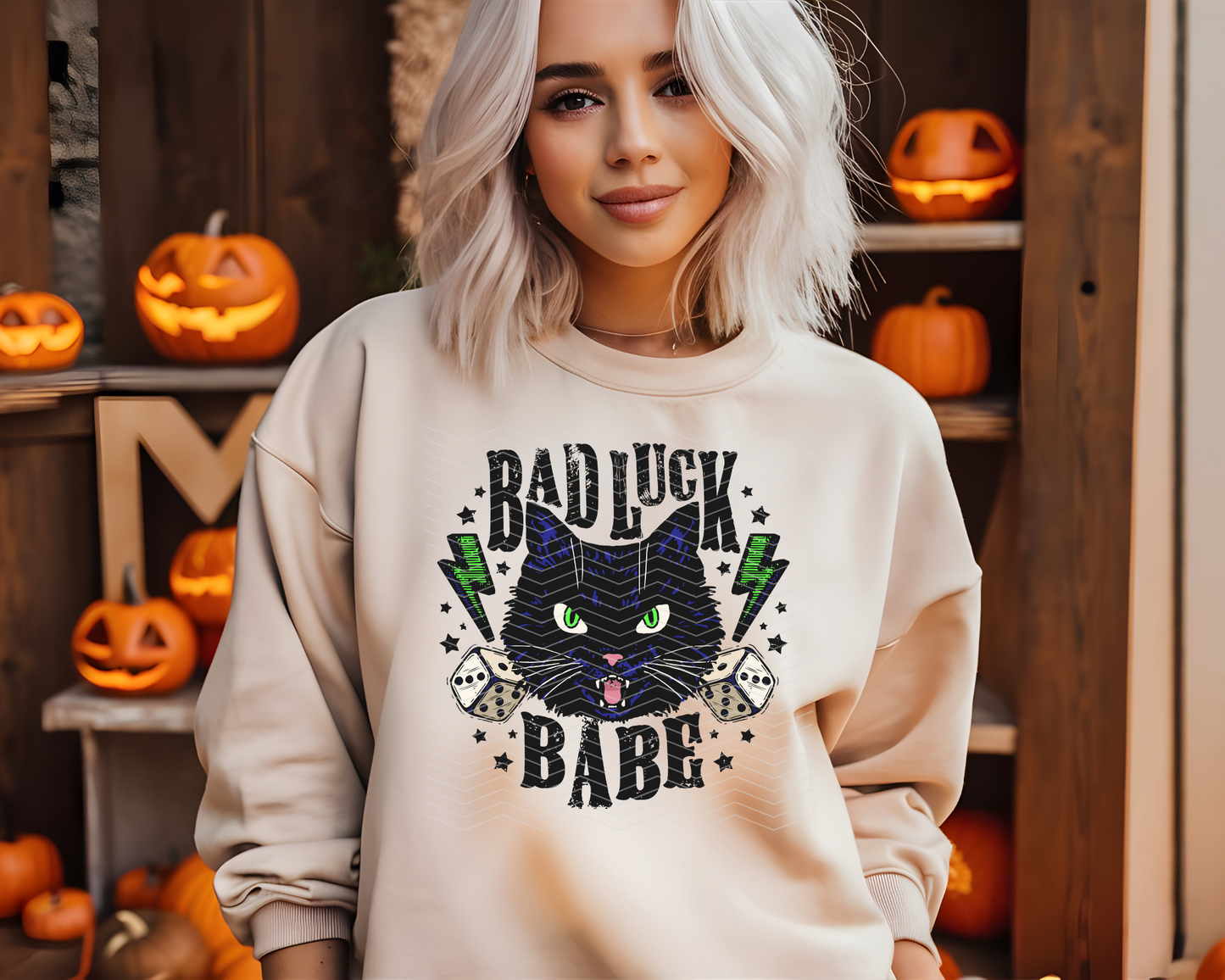 Bad Luck Babe Black Cat DTF TRANSFER