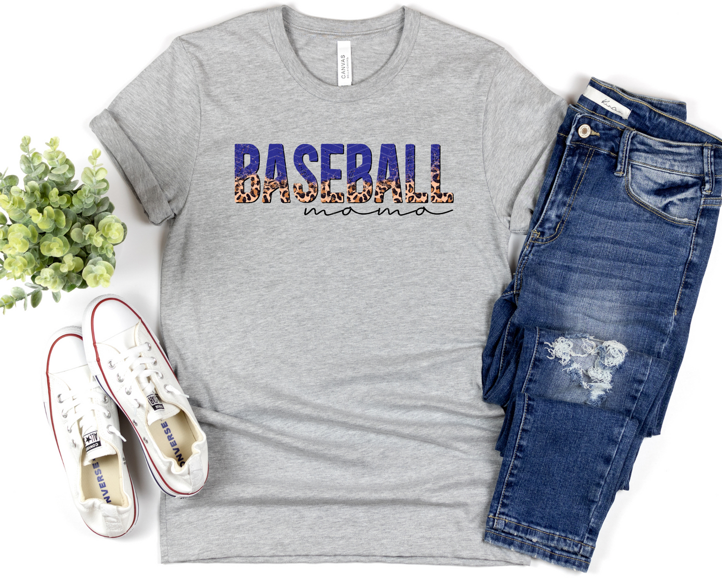 Baseball Mama Half Leopard
