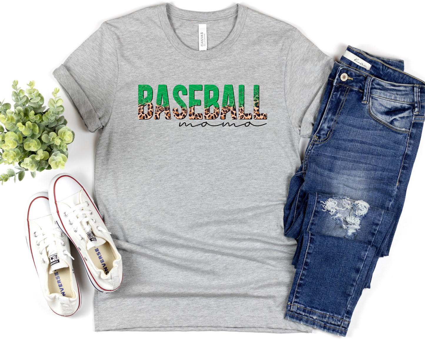 Baseball Mama Half Leopard