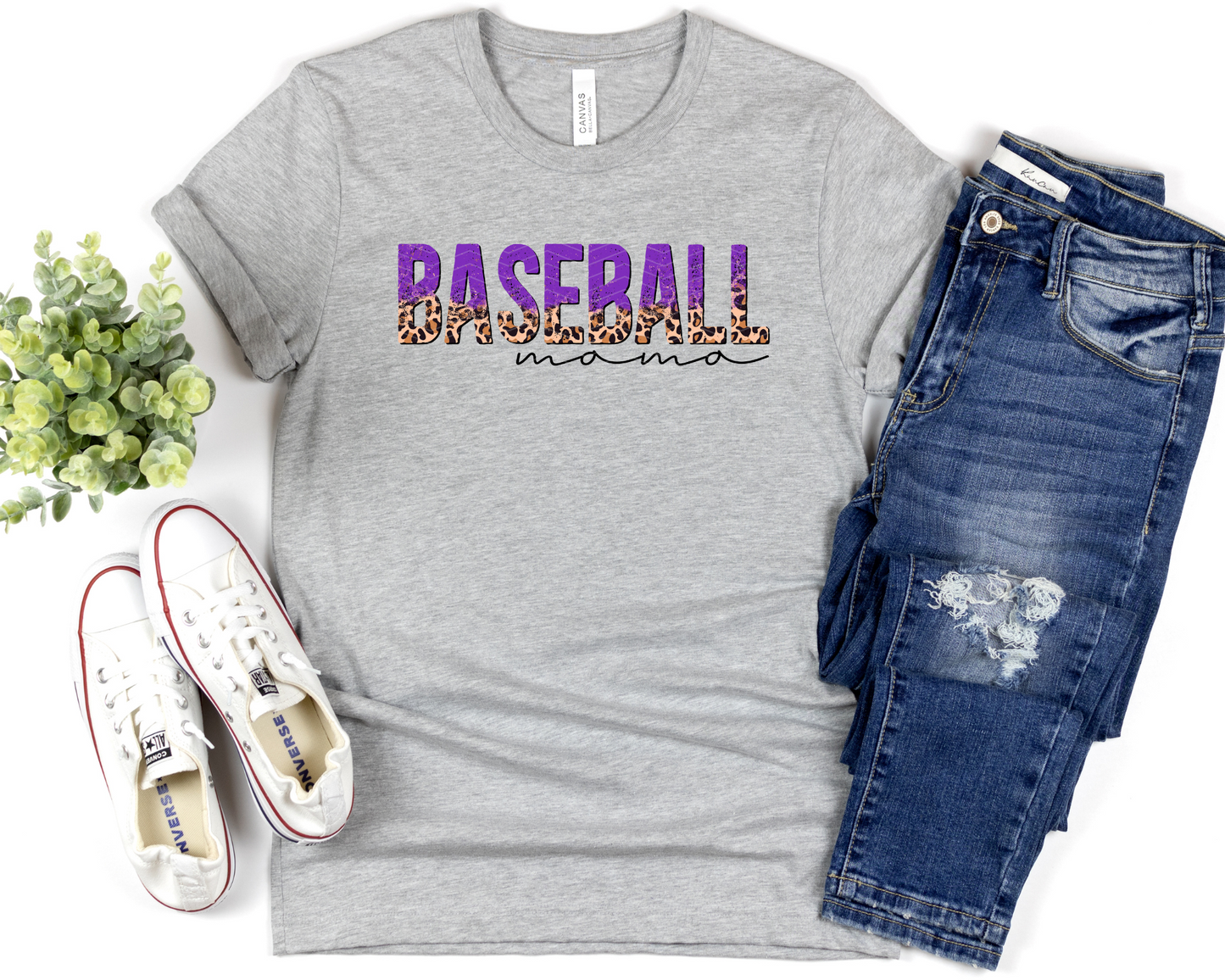 Baseball Mama Half Leopard
