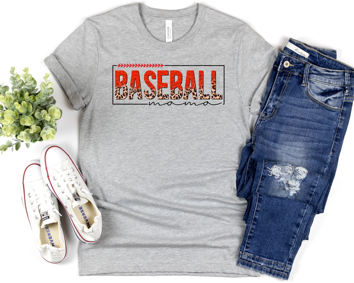 Baseball Mama Half Leopard