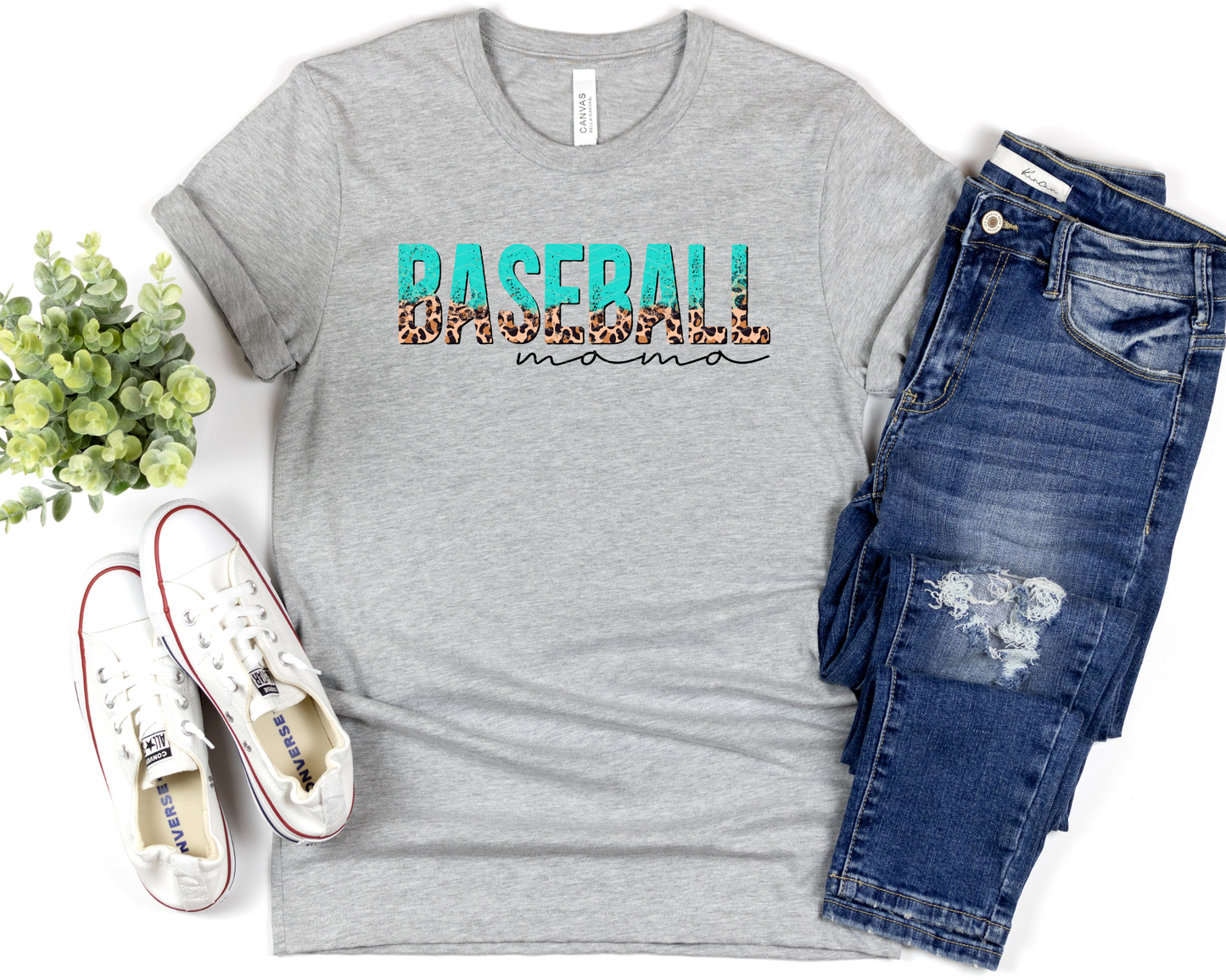 Baseball Mama Half Leopard