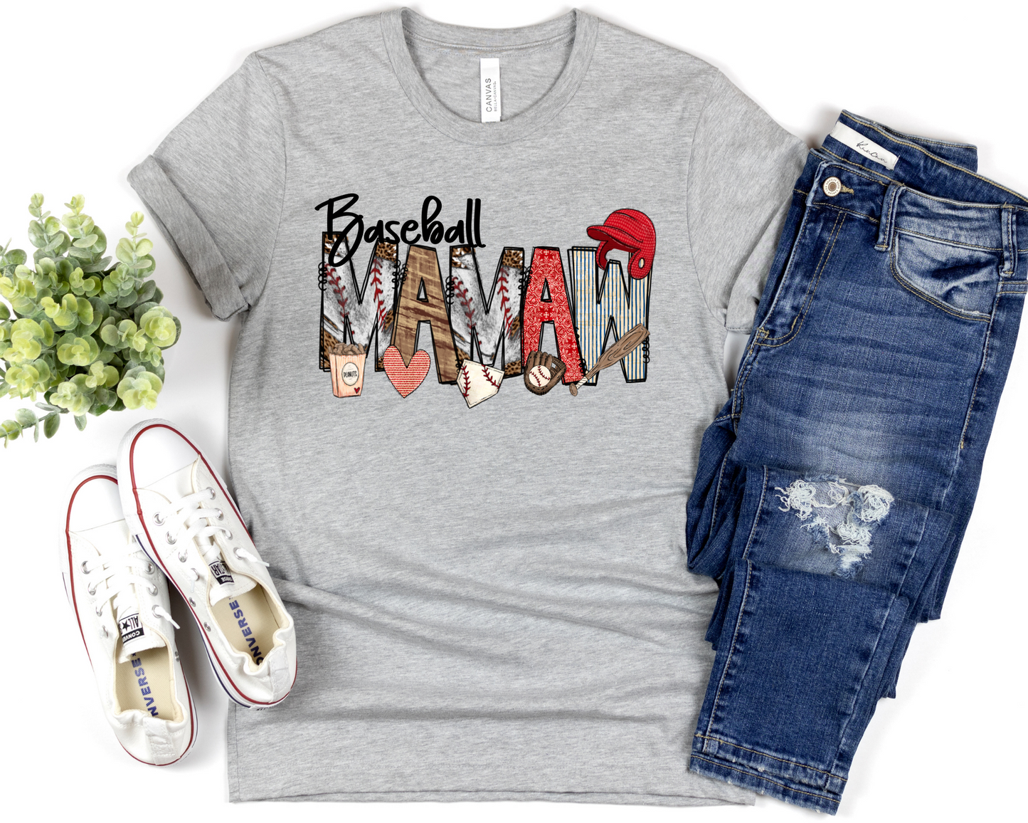 Baseball Mamaw grunge blue helmet DTF TRANSFER