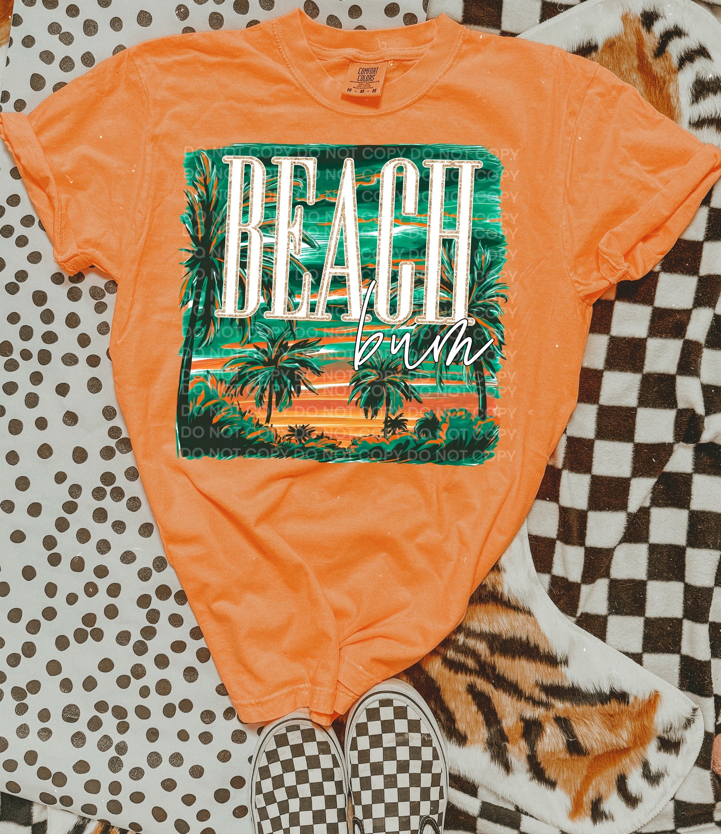 Beach Bum Green Orange Scene DTF TRANSFER
