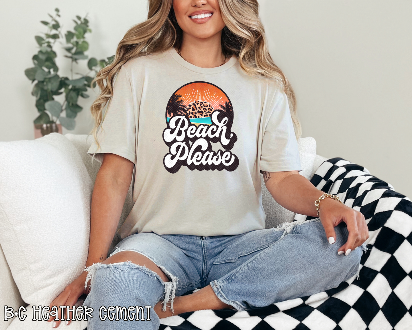 Beach Please Retro leopard DTF TRANSFER