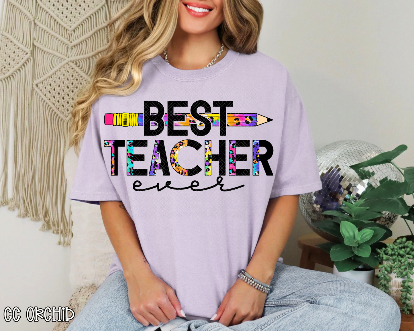 Best Teacher Ever Half Leopard Tie-Dye DTF TRANSFER