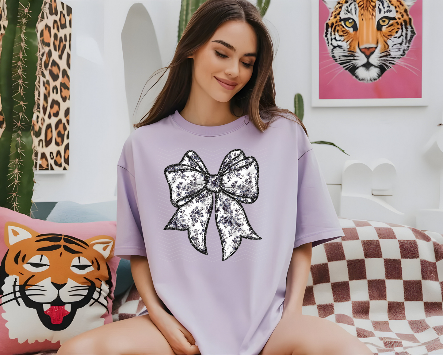 Black Floral Bow DTF TRANSFER