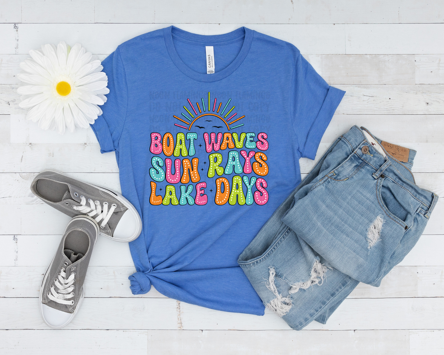 Boat Waves Sun Rays Lake Days Dot