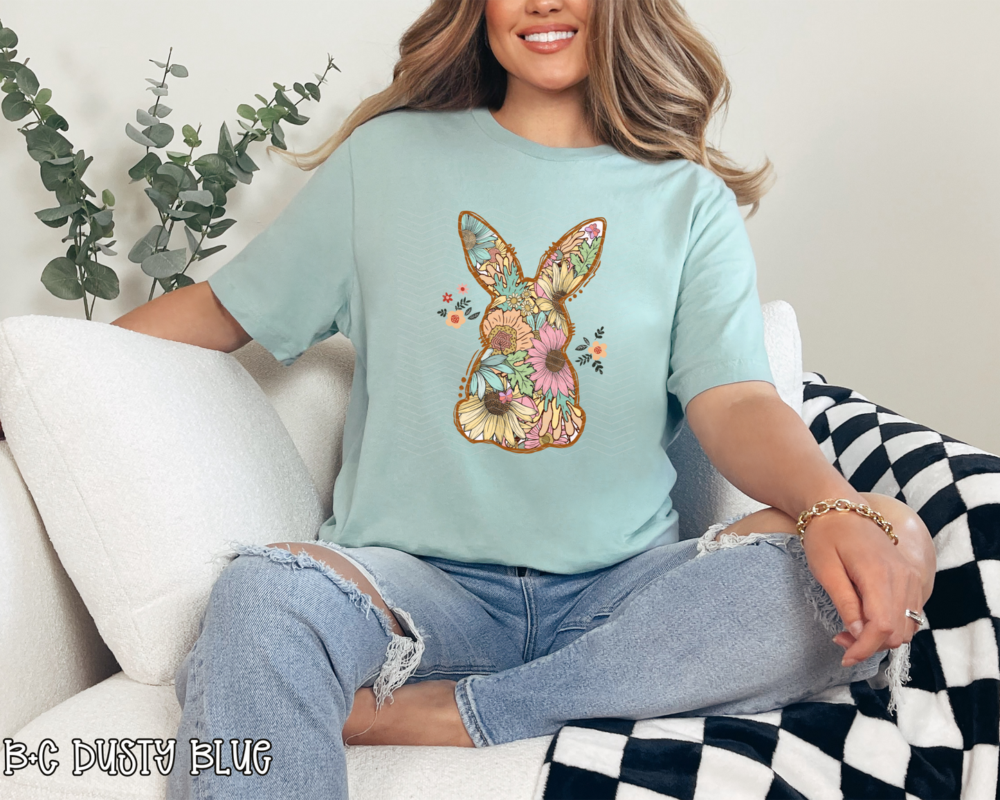 Boho Floral Bunny DTF TRANSFER