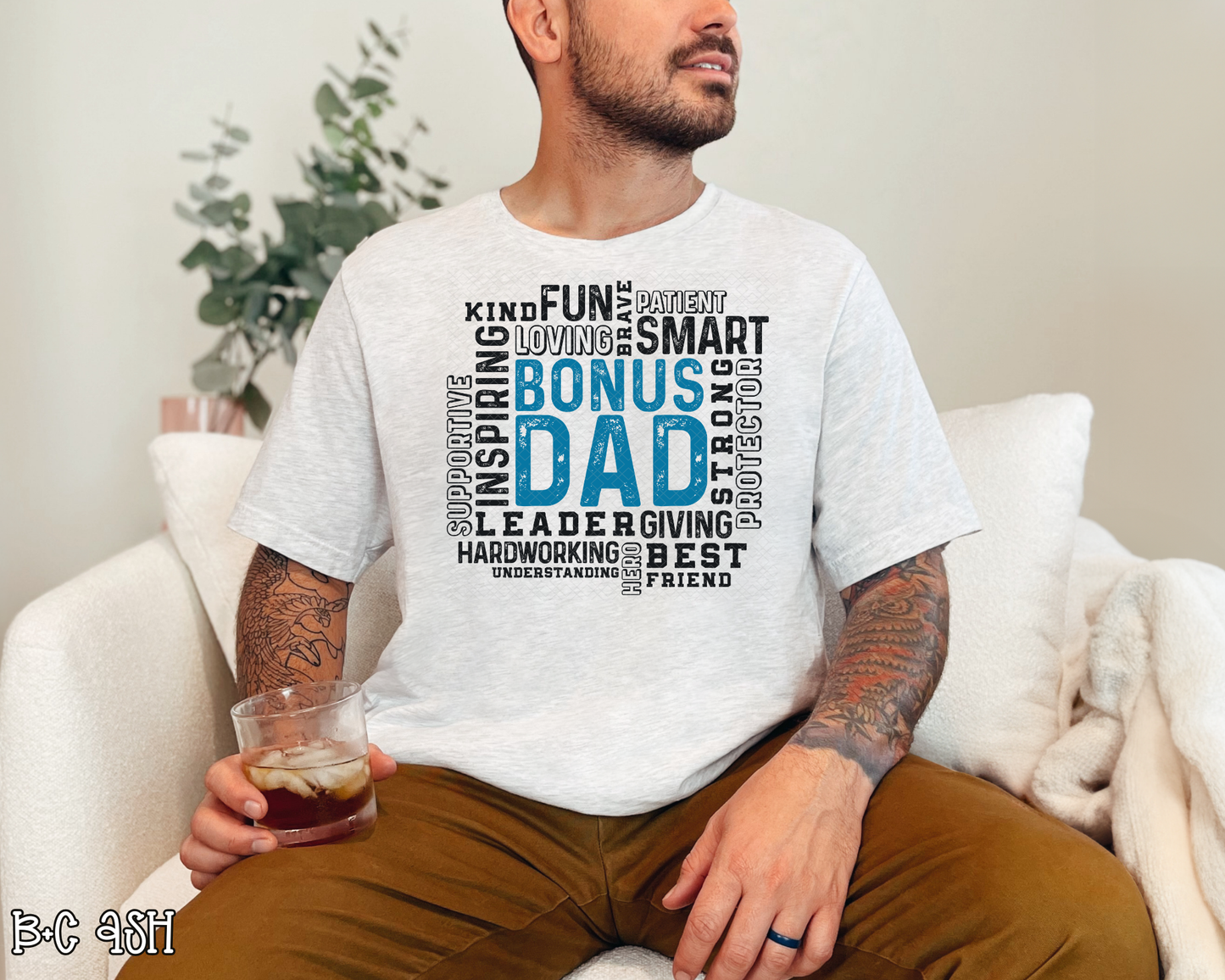 Bonus Dad Word Art Blue DTF TRANSFER