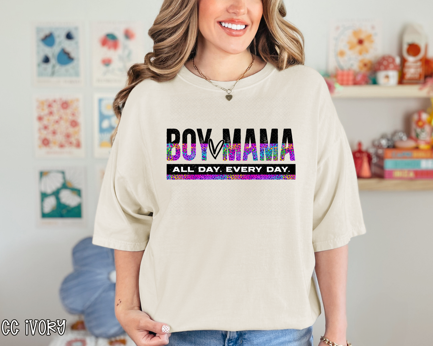 Boy Mama All Day Every Day Rainbow Leopard DTF TRANSFER