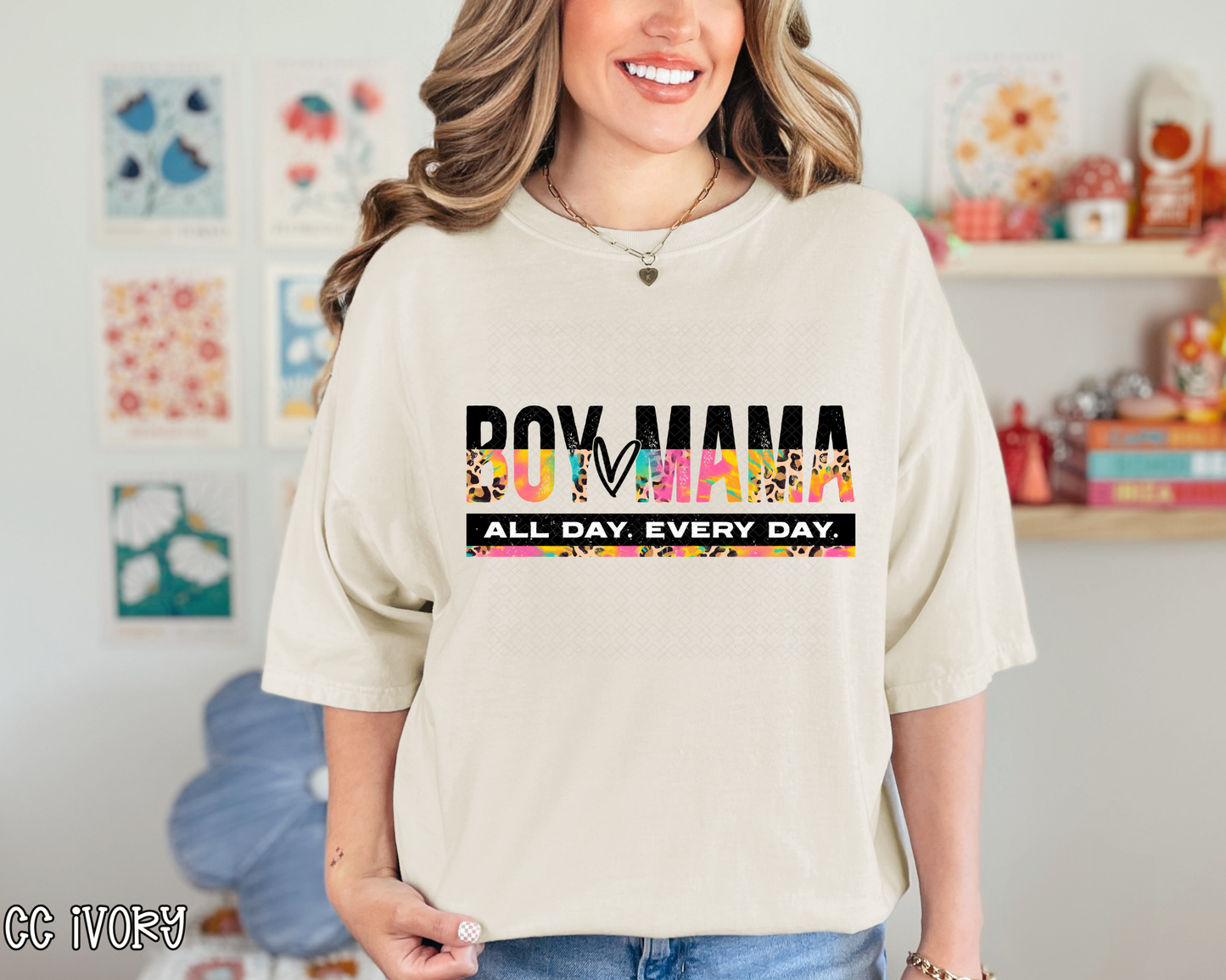 Boy Mama All Day Every Day Tie Dye Leopard DTF TRANSFER